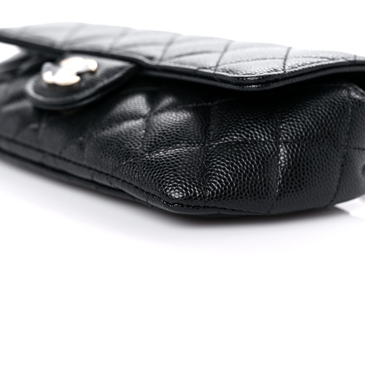Caviar Quilted Glasses Case With Chain Black