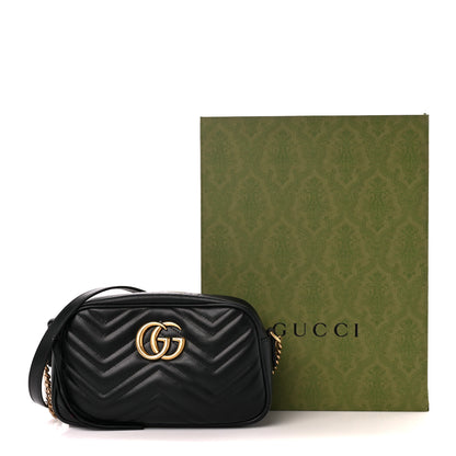 Gucci Calfskin Matelasse Small GG Marmont Chain Shoulder Bag Black 12 of 12