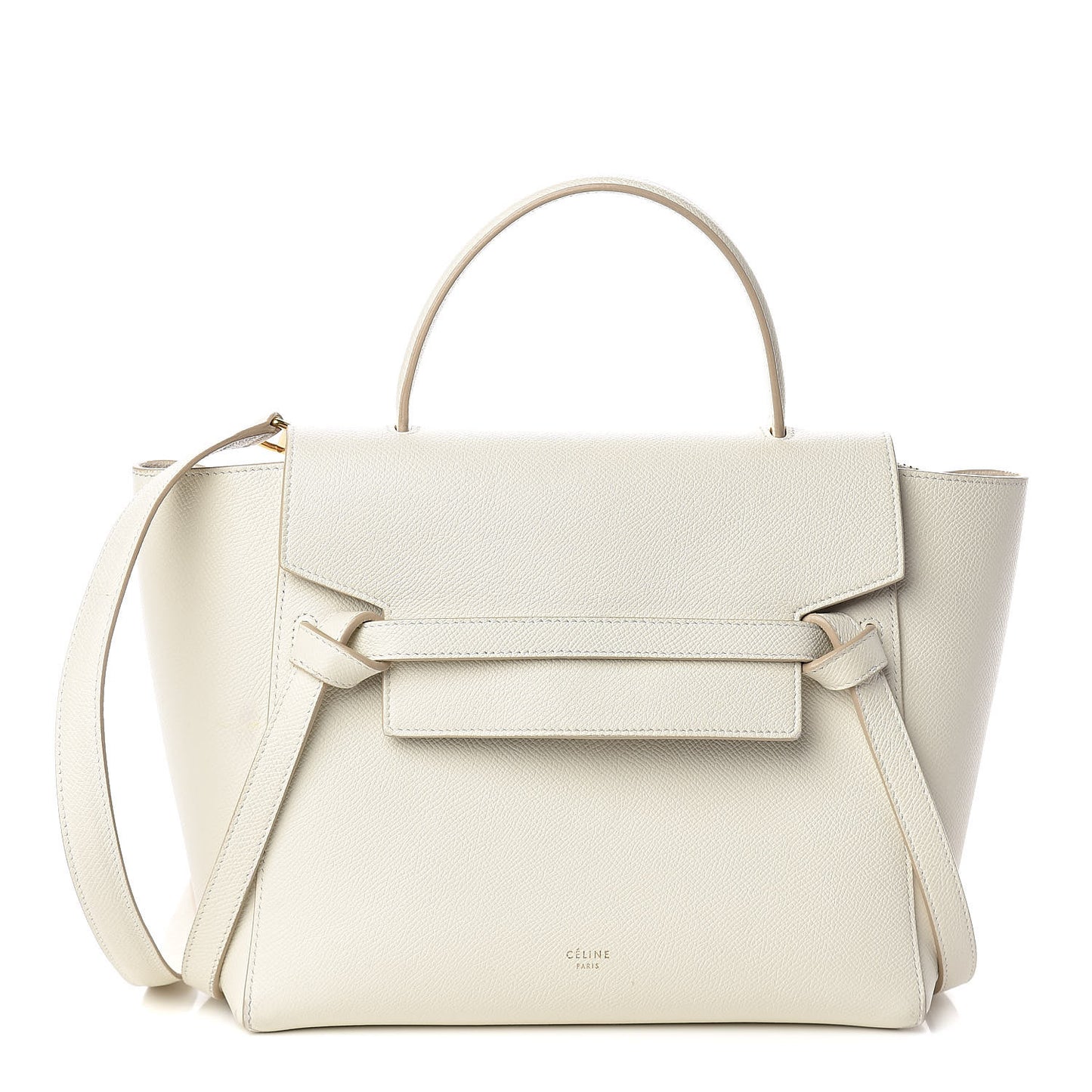 Baby Grained Calfskin Micro Belt Bag White