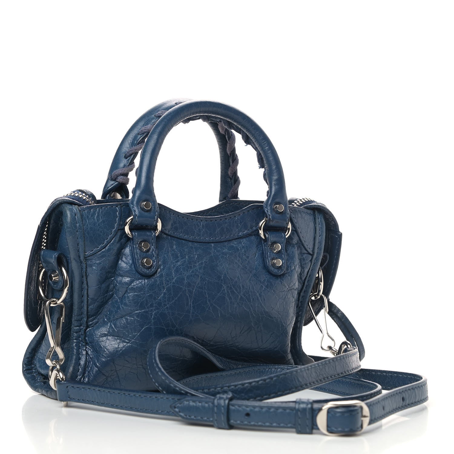 Balenciaga Agneau Classic Silver Hardware Nano City Bleu Profond 2 of 9