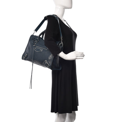 Balenciaga Chevre Silver Metallic Edge Hardware City Bleu Paon 2 of 10