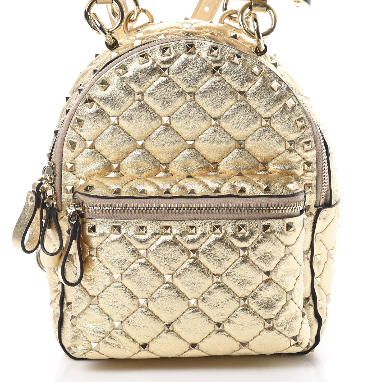 Metallic Lambskin Quilted Mini Rockstud Spike Backpack Mekong