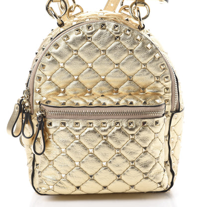 Valentino Garavani Metallic Lambskin Quilted Mini Rockstud Spike Backpack Mekong 6 of 8