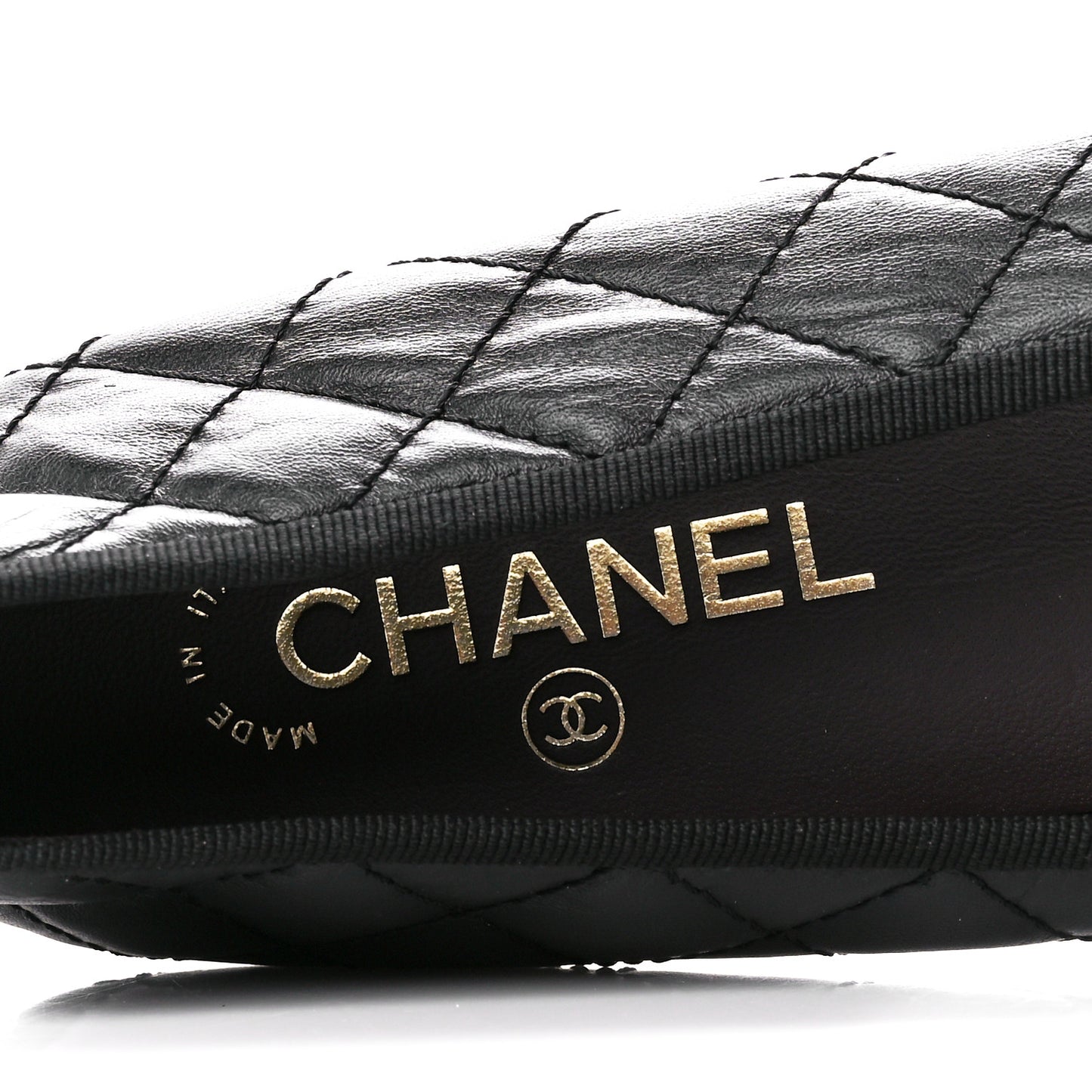 Aged Calfskin Quilted CC Cap Toe Ballerina Flats 40 Black