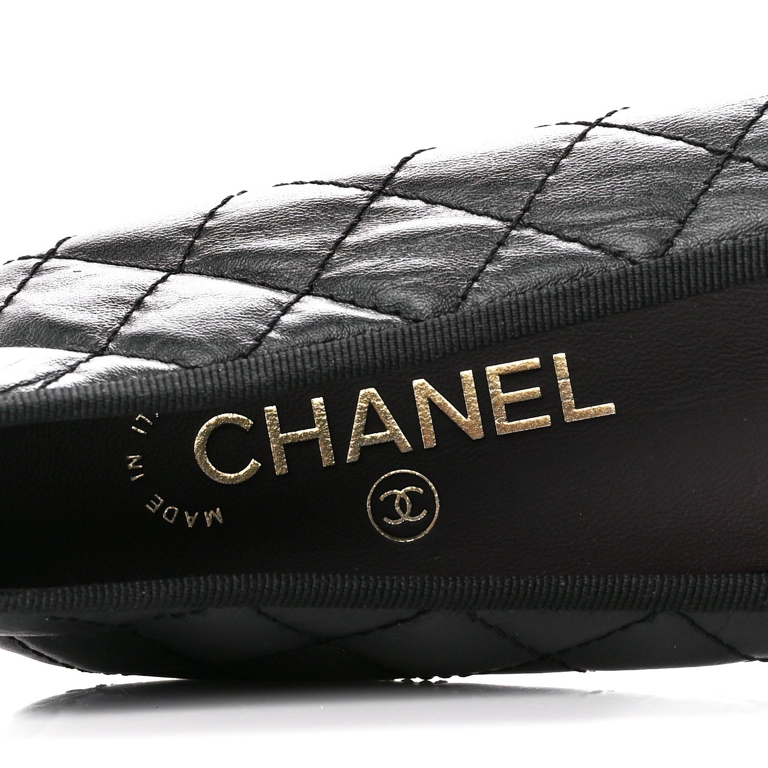 Chanel Aged Calfskin Quilted CC Cap Toe Ballerina Flats 40 Black 7 of 10