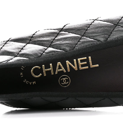 Chanel Aged Calfskin Quilted CC Cap Toe Ballerina Flats 40 Black 7 of 10