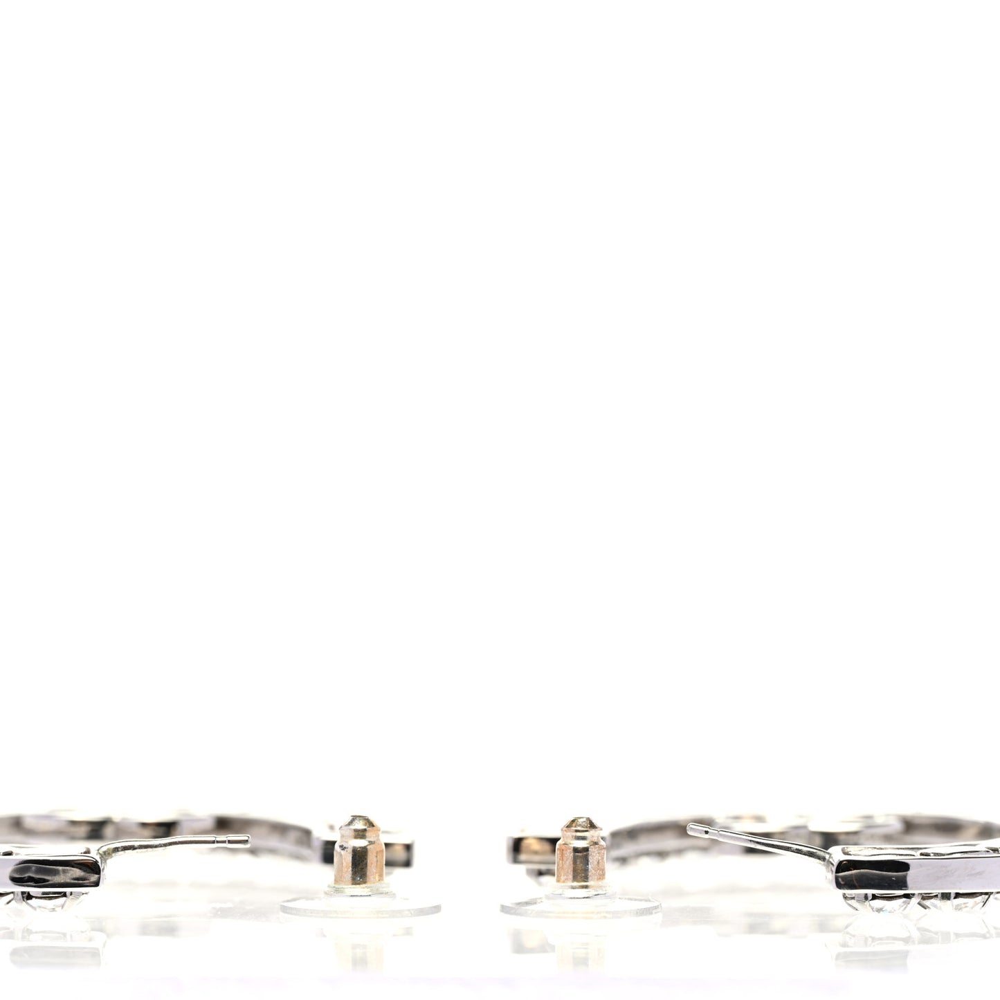 Metal Crystal CC XL Hoop Earrings Silver