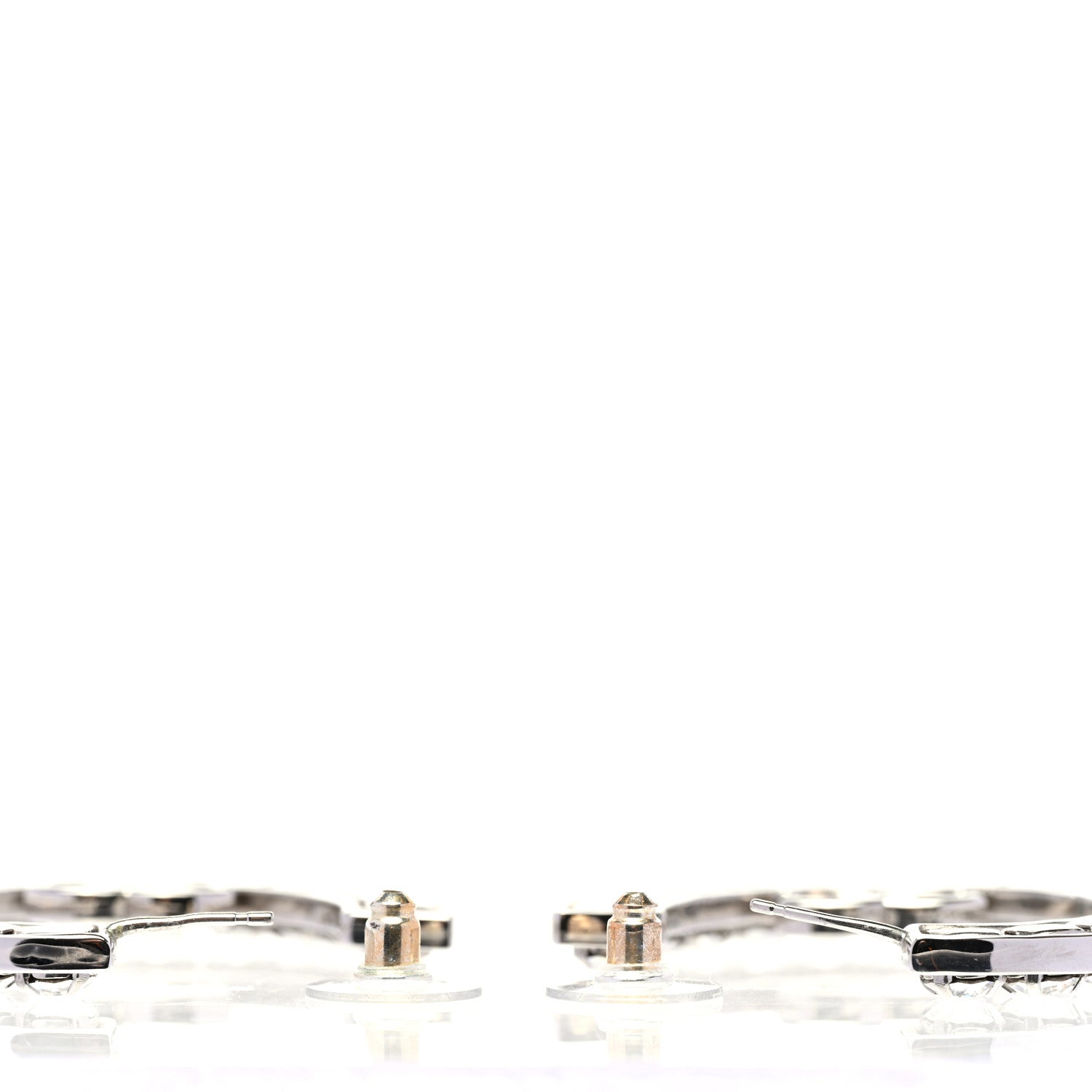 Chanel Metal Crystal CC XL Hoop Earrings Silver 4 of 5