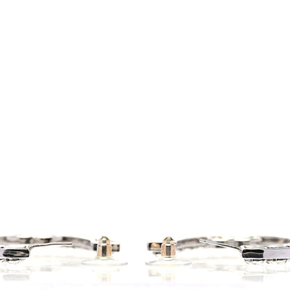 Chanel Metal Crystal CC XL Hoop Earrings Silver 4 of 5