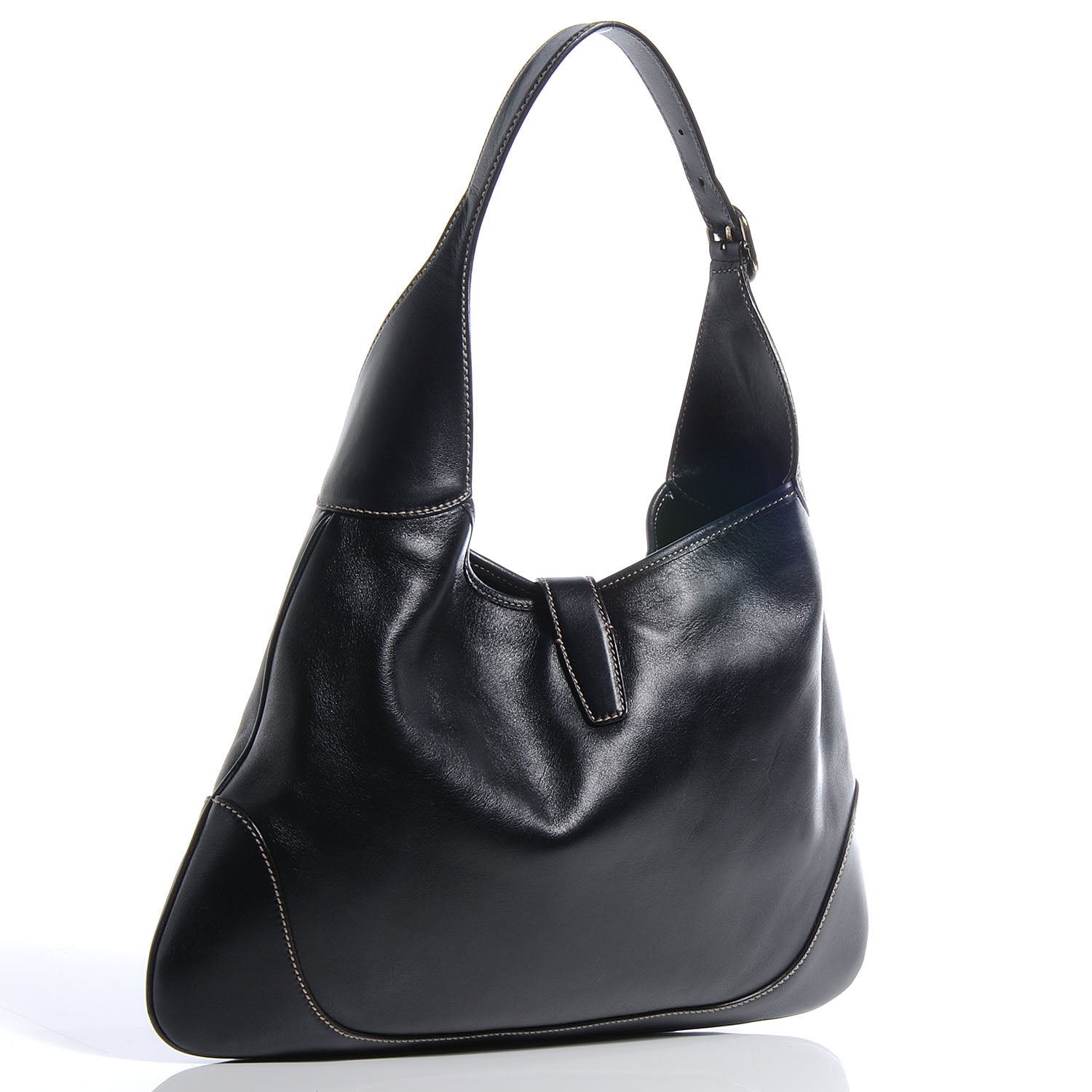 Gucci Calfskin Web Medium Jackie O Bouvier Hobo Navy 3 of 7