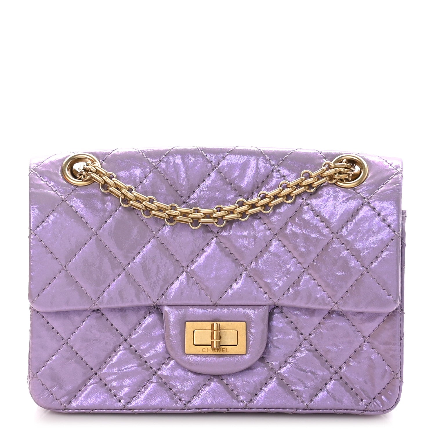 Chanel Glittered Aged Calfskin Quilted Mini 2.55 Reissue Flap Lilac 1 of 11