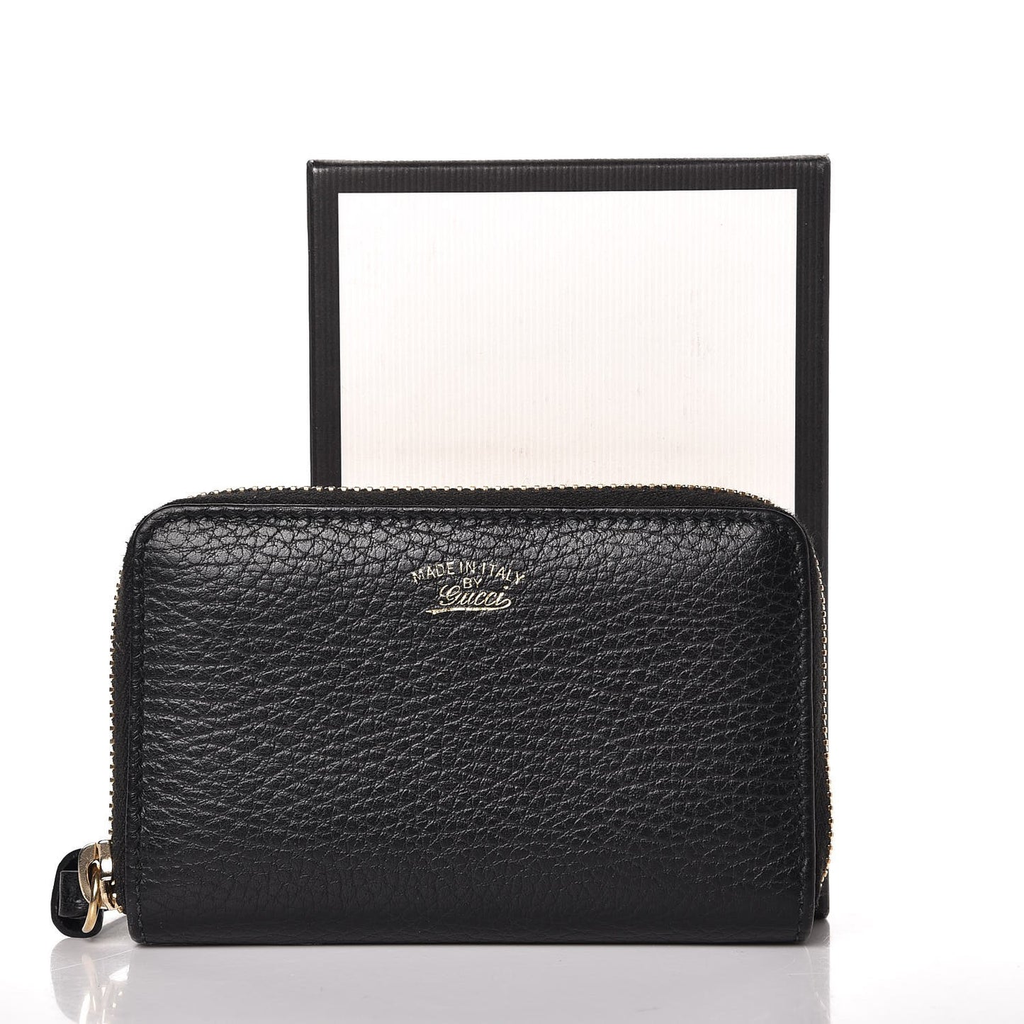Dollar Calfskin Swing Zip Around Card Case Black