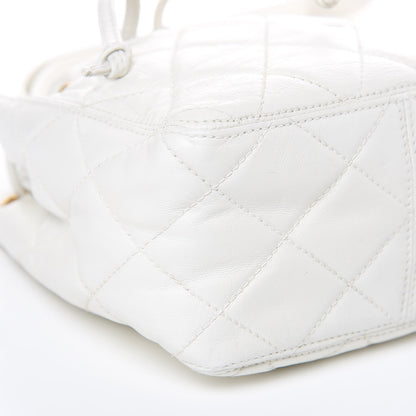 Chanel Calfskin Quilted Drawstring Bag White 8 of 11