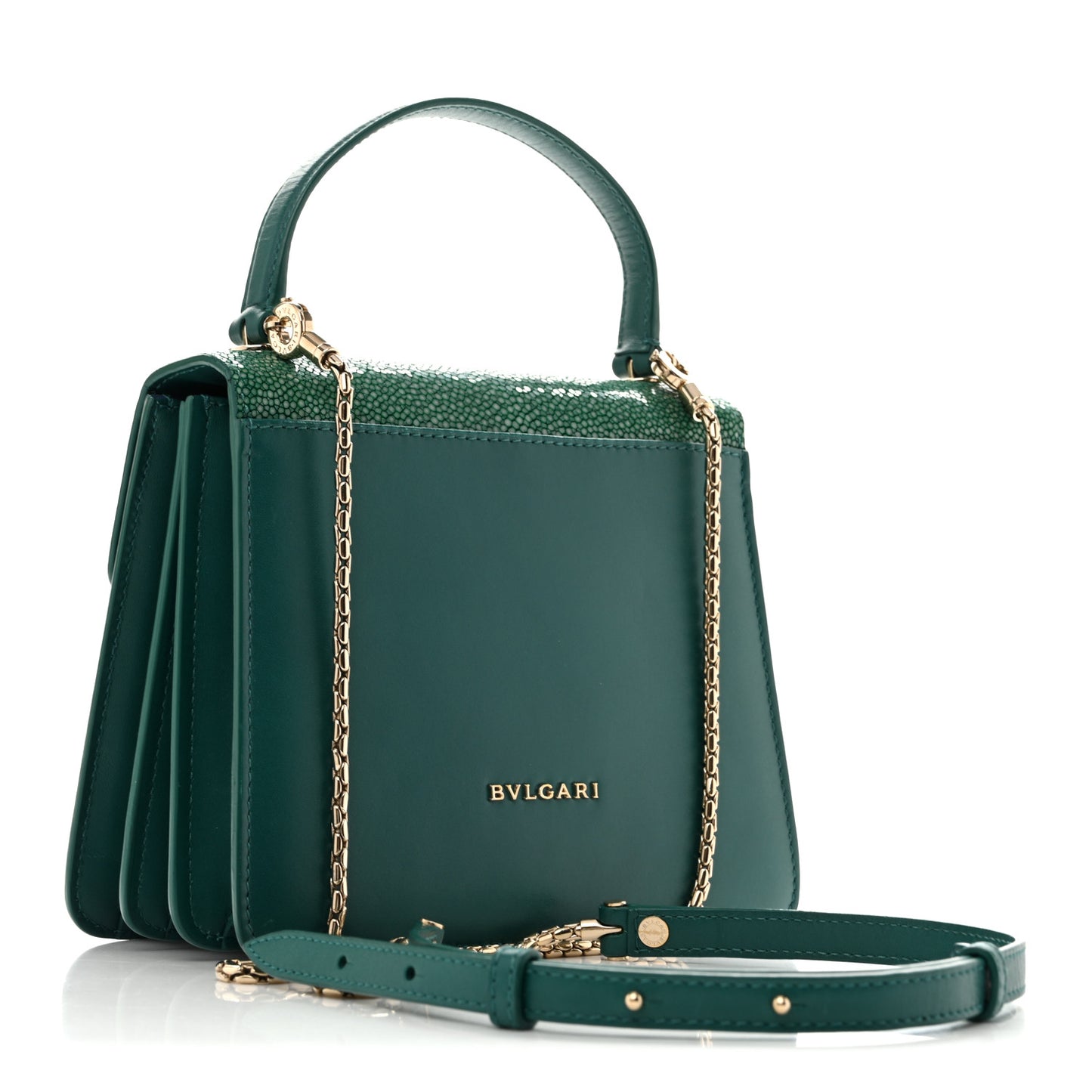 Calfskin Galuchat Serpenti Forever Crossbody Emerald Green