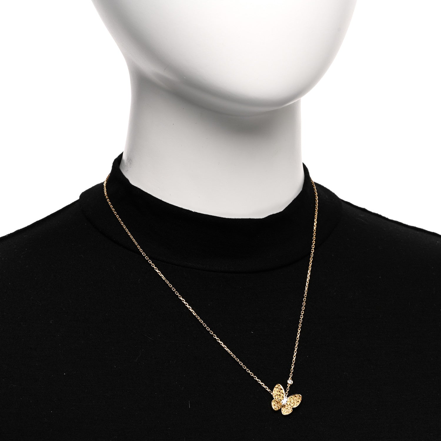 Van Cleef & Arpels 18K Yellow Gold Diamond Yellow Sapphire Two Butterfly Pendant Necklace 2 of 5