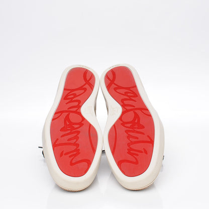 Christian Louboutin Mens Cotton Rafia Nono Flat Sneakers 45 Beige Black 5 of 9