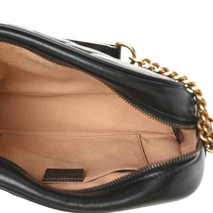 Gucci Calfskin Matelasse Small GG Marmont Chain Shoulder Bag Black 5 of 9