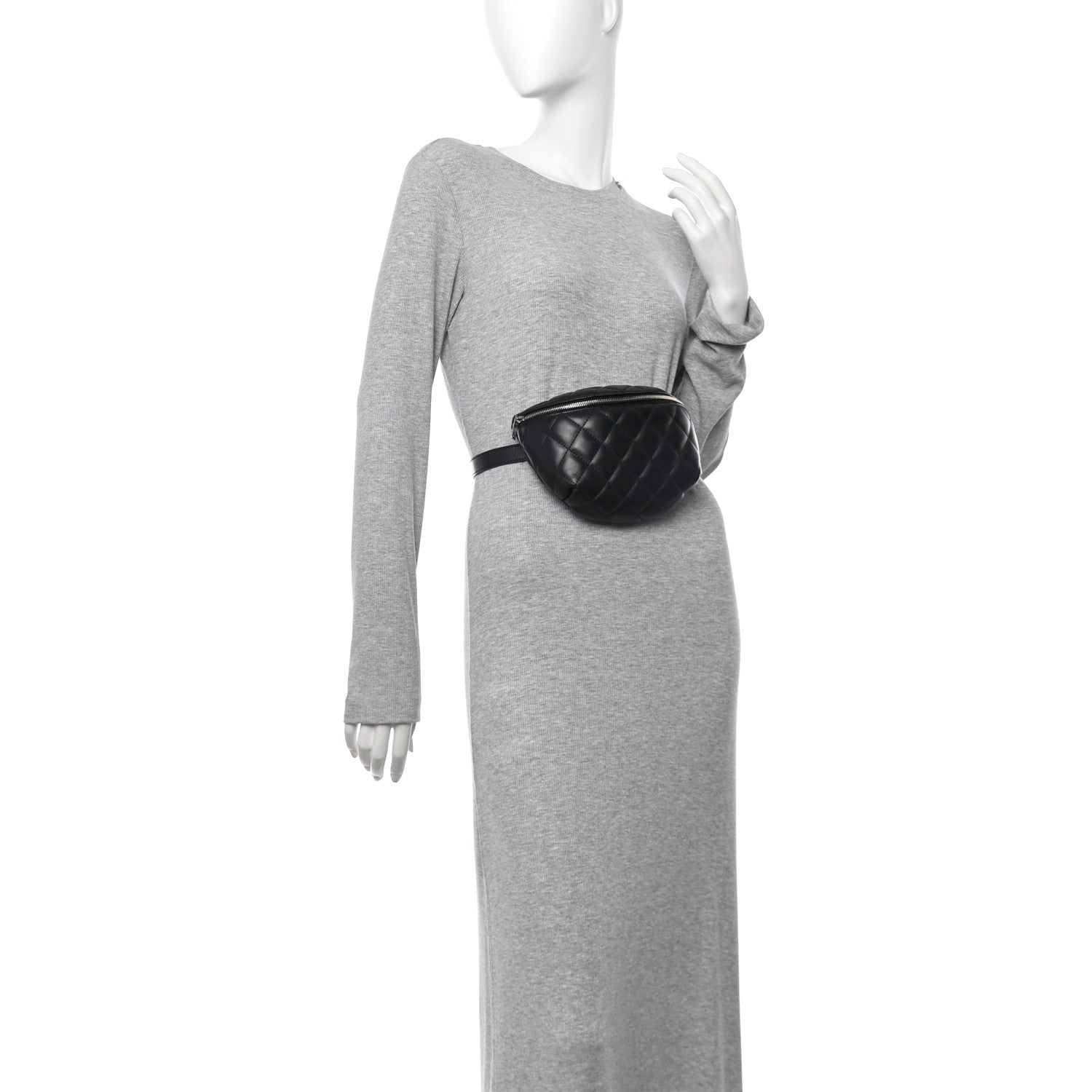 Chanel Calfskin Quilted Uniform Waist Belt Bag Black 2 of 12