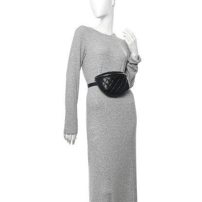 Chanel Calfskin Quilted Uniform Waist Belt Bag Black 2 of 12