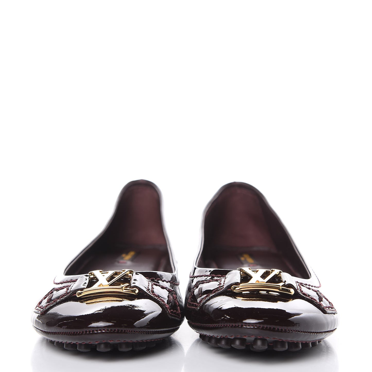 Patent Calfskin Oxford Ballerina Flats 36.5 Amarante