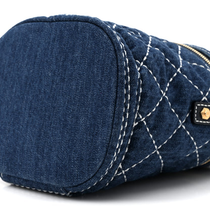 Chanel Denim Quilted Denim Trip Vanity Cosmetic Case Blue 9 of 10