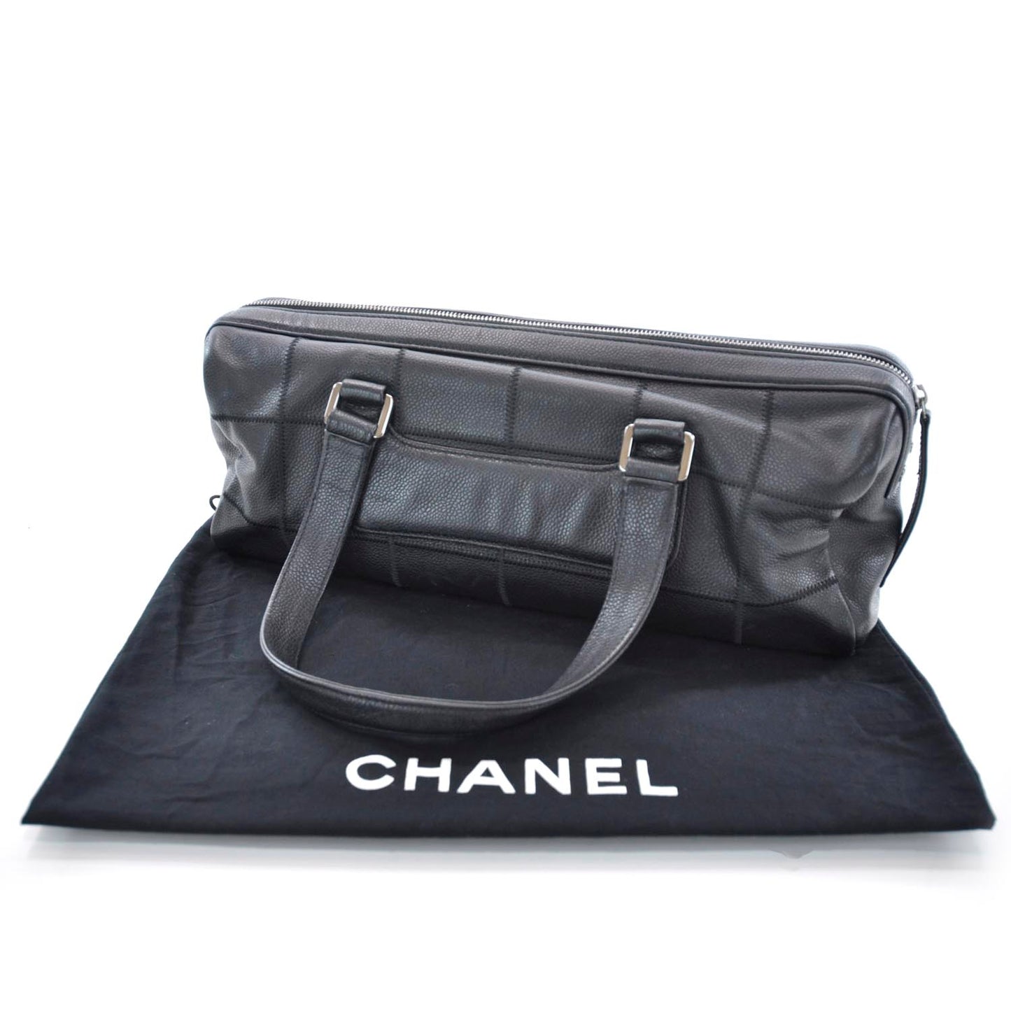 Caviar Square Stitched Satchel Black