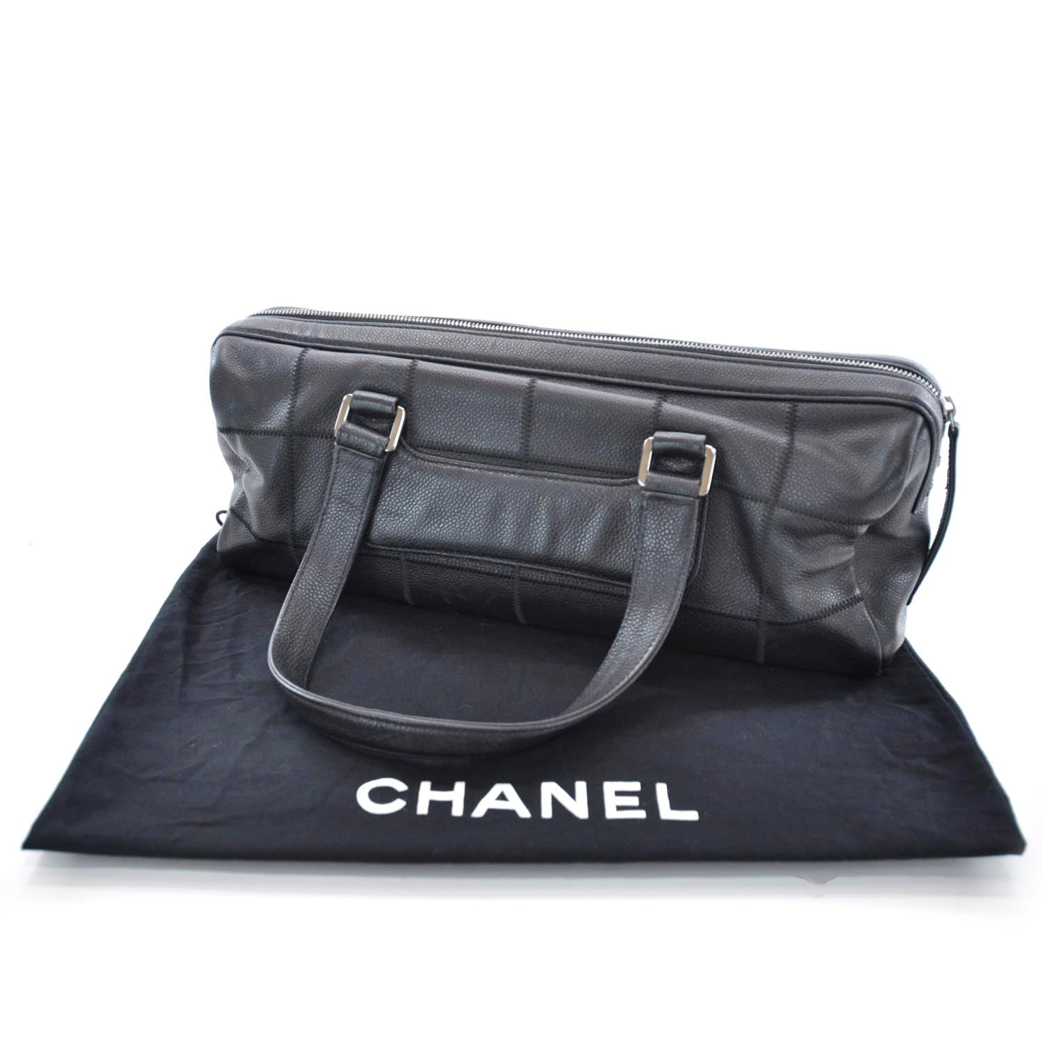 Chanel Caviar Square Stitched Satchel Black 3 of 9