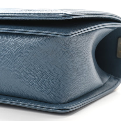 Chanel Caviar Chevron Quilted Medium Boy Flap Blue 9 of 9