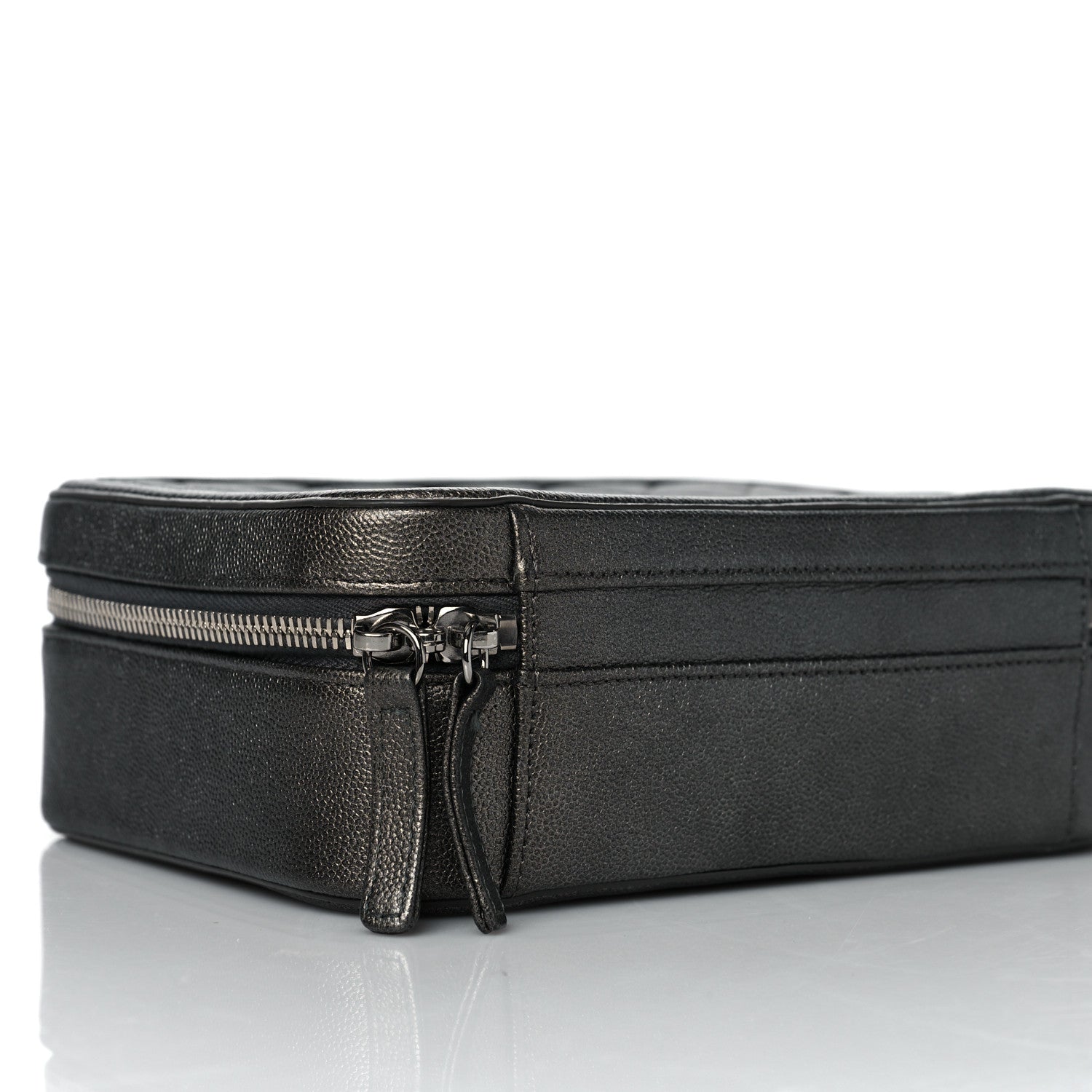 Chanel Metallic Caviar Quilted Medium CC Filigree Vanity Case Dark Silver 8 of 9