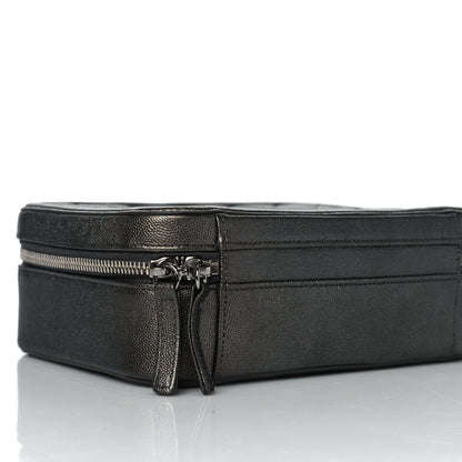 Chanel Metallic Caviar Quilted Medium CC Filigree Vanity Case Dark Silver 8 of 9