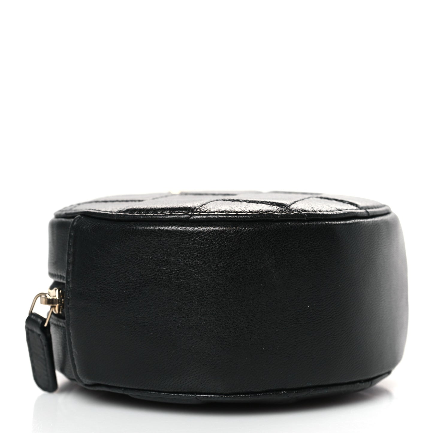Calfskin Round Clutch With Chain Black