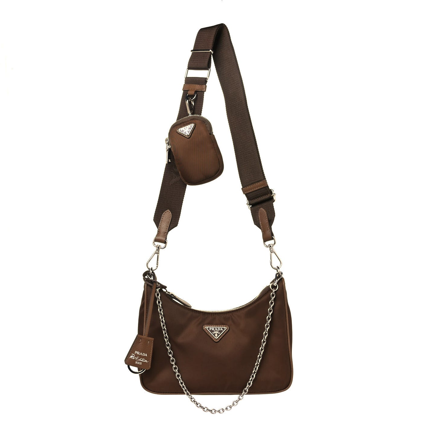 Tessuto Nylon Saffiano Re-Edition 2005 Shoulder Bag Cacao