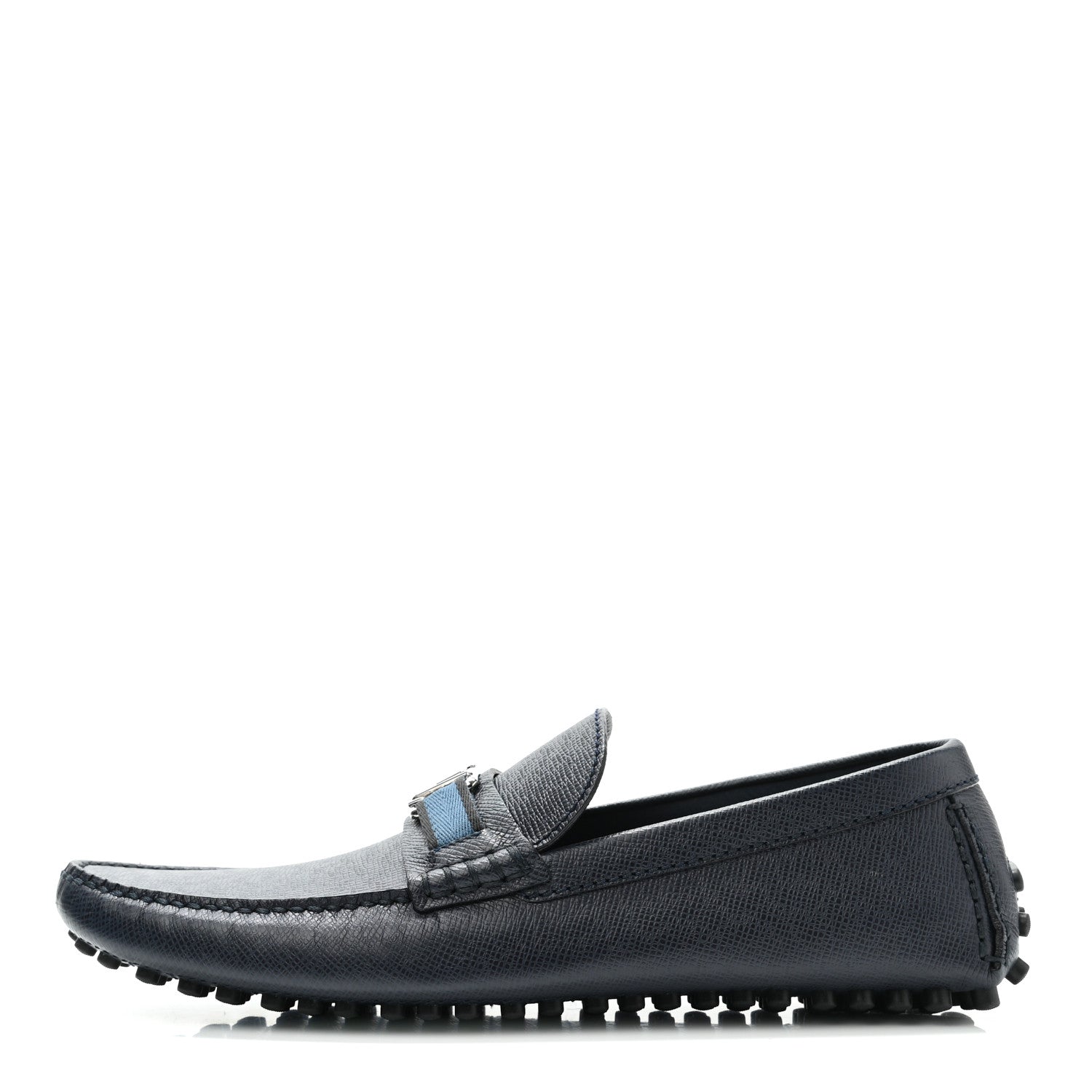 Louis Vuitton Taiga Mens Hockenheim Moccasin Loafers 9 Blue Marine 1 of 9