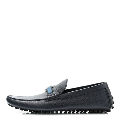 Louis Vuitton Taiga Mens Hockenheim Moccasin Loafers 9 Blue Marine 1 of 9