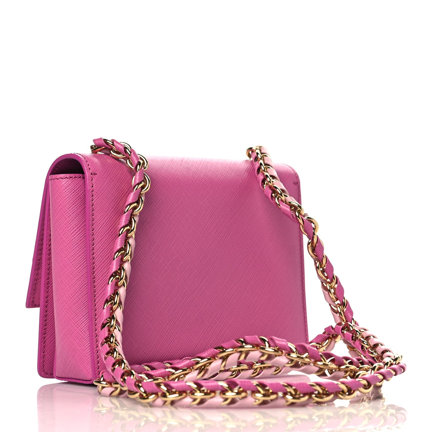 Printed Calfskin Bi-Color Ginny Crossbody Bag Purple Pink