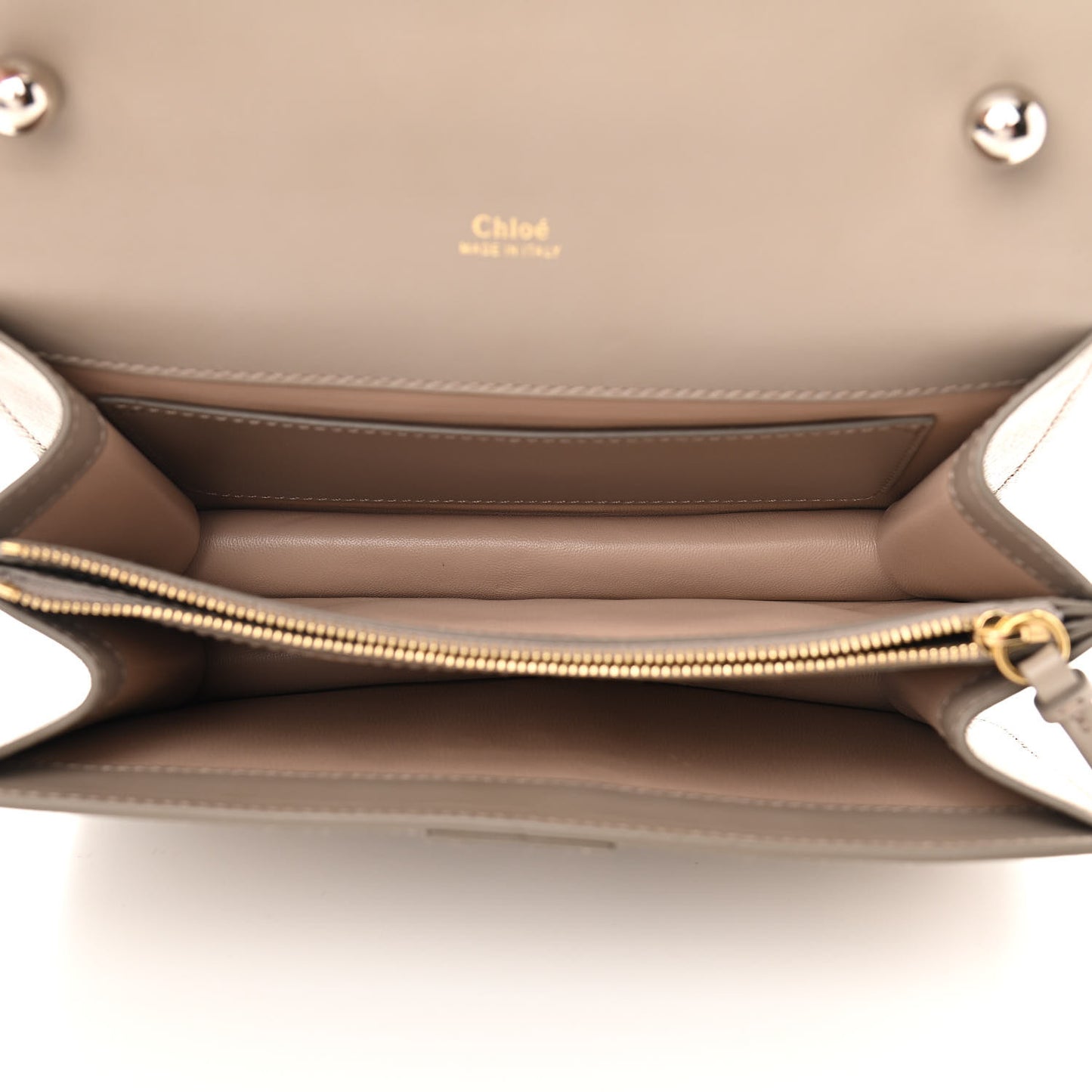 Shiny Goatskin Calfskin Mini Aby Chain Shoulder Bag Motty Grey