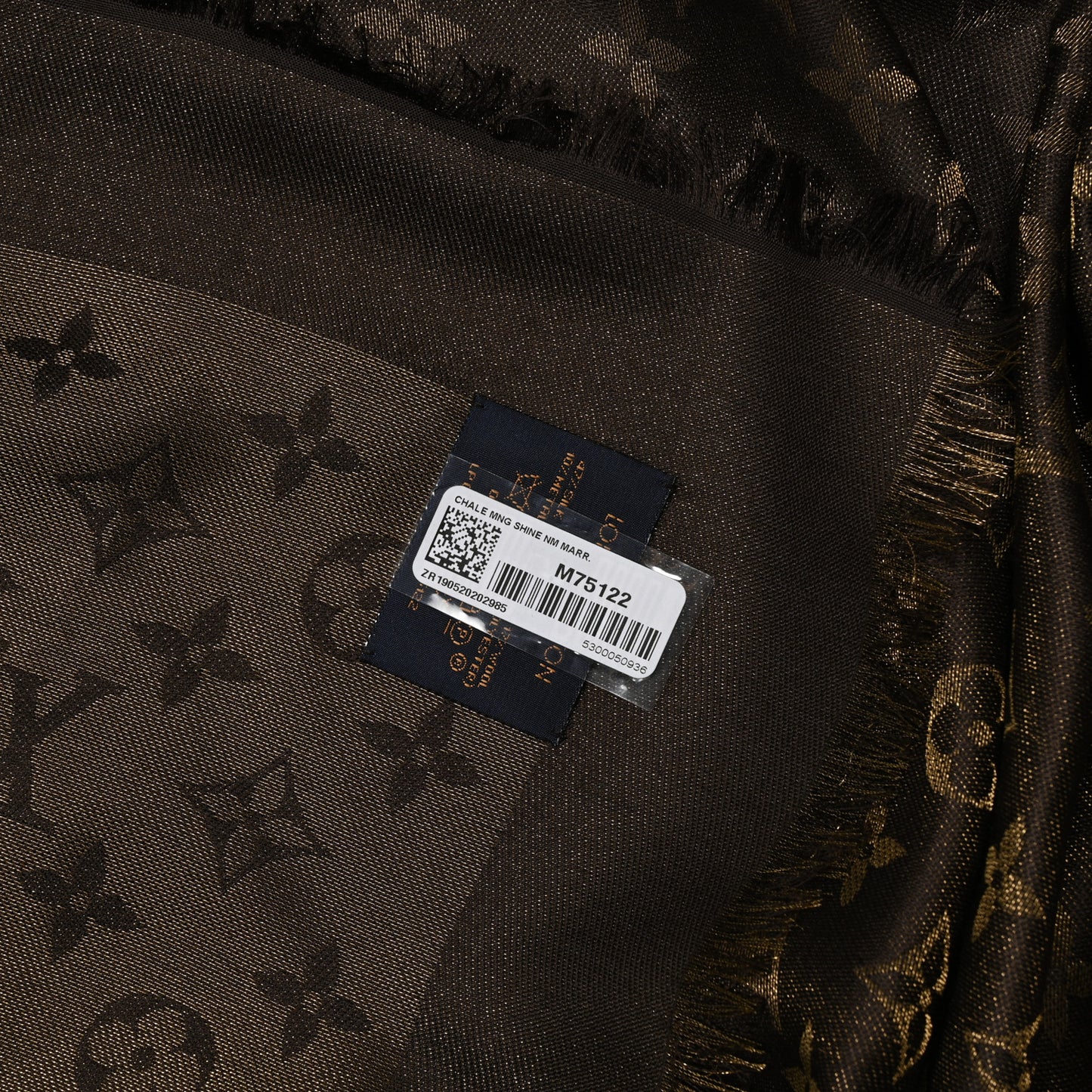 Silk Lurex Wool Monogram Shine Shawl Marron