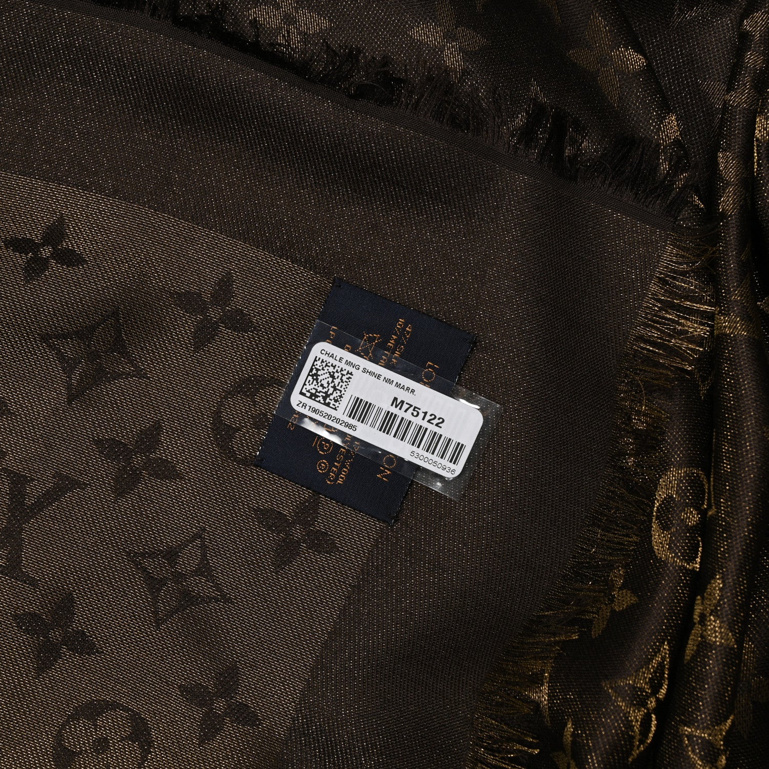 Louis Vuitton Silk Lurex Wool Monogram Shine Shawl Marron 3 of 4