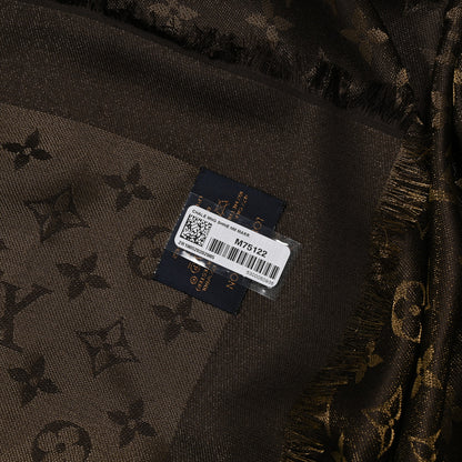 Louis Vuitton Silk Lurex Wool Monogram Shine Shawl Marron 3 of 4