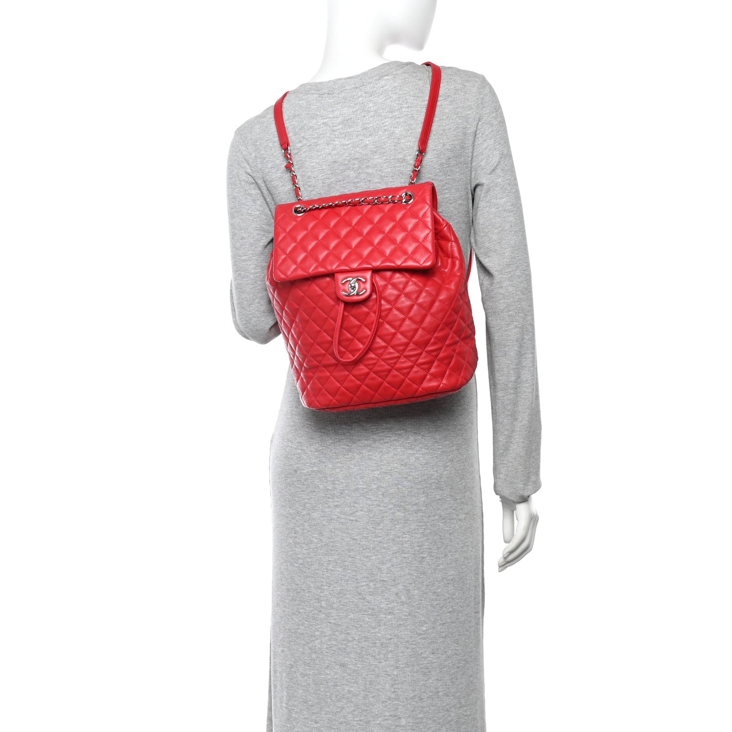 Lambskin Quilted Large Urban Spirit Backpack Red