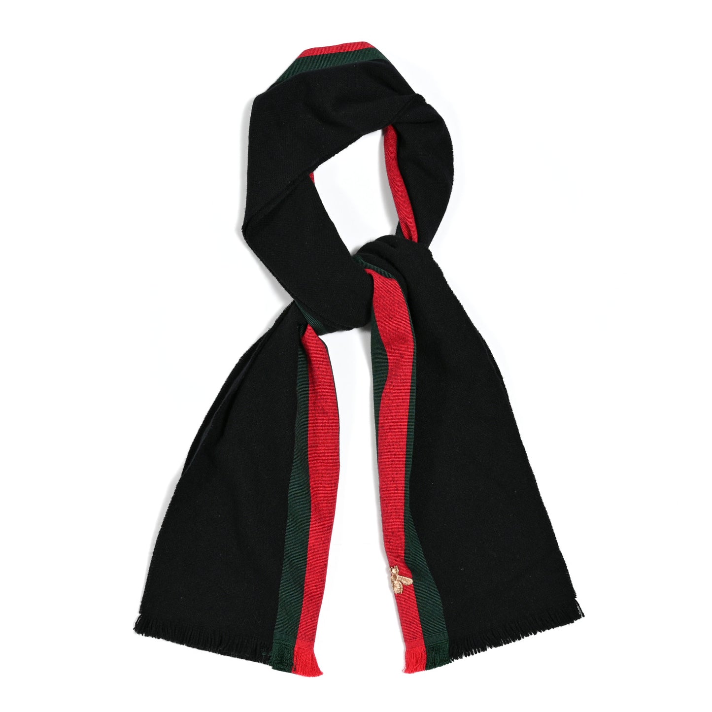Wool Cashmere Silk Web Bee Scarf Navy