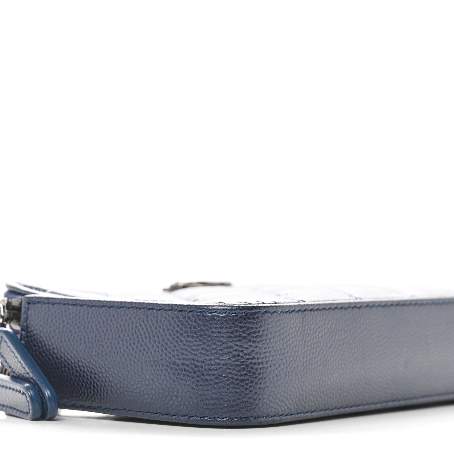 Chanel Metallic Caviar Quilted Small Boy Clutch With Chain Navy 12 of 13