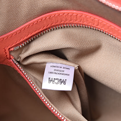 MCM Calfskin Ottomar Monogram Medium Klara Hobo Hot Coral 7 of 10