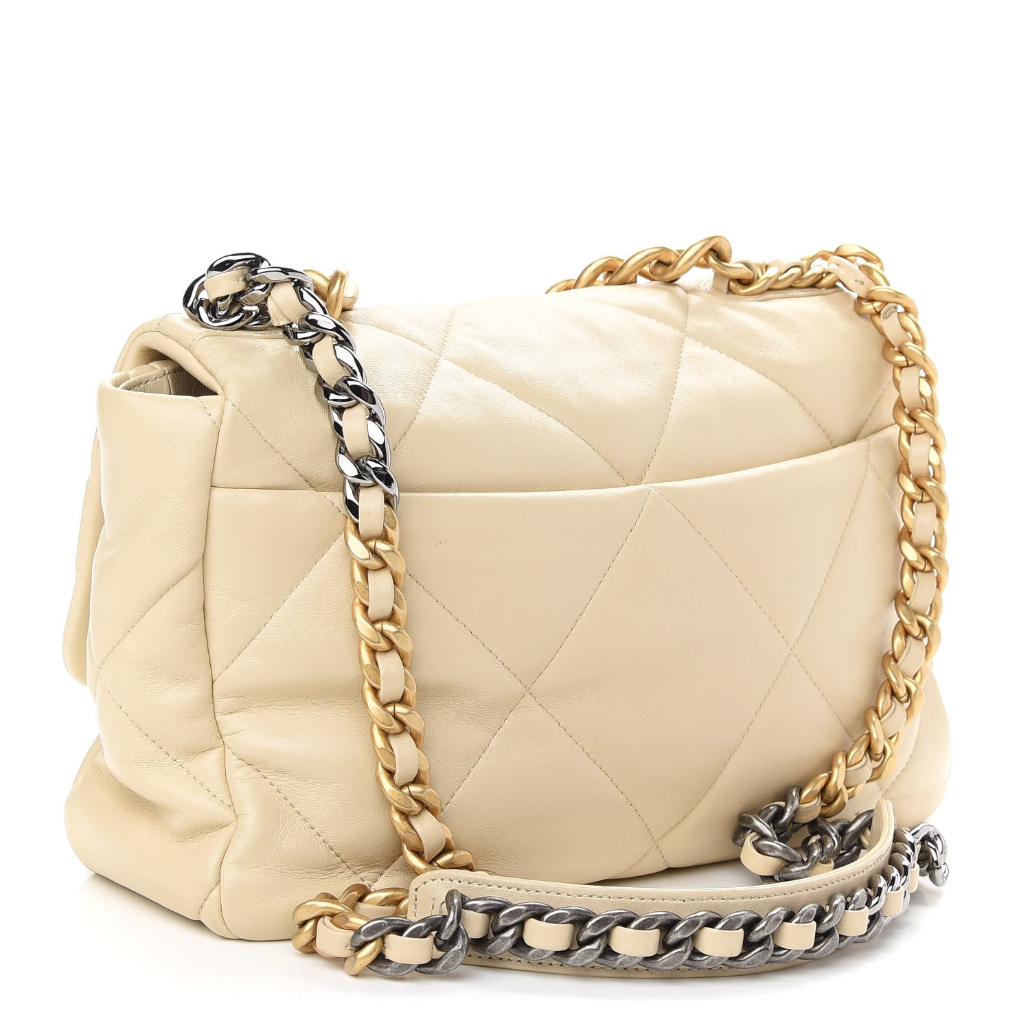Chanel Lambskin Quilted Large Chanel 19 Flap Beige 2 of 8