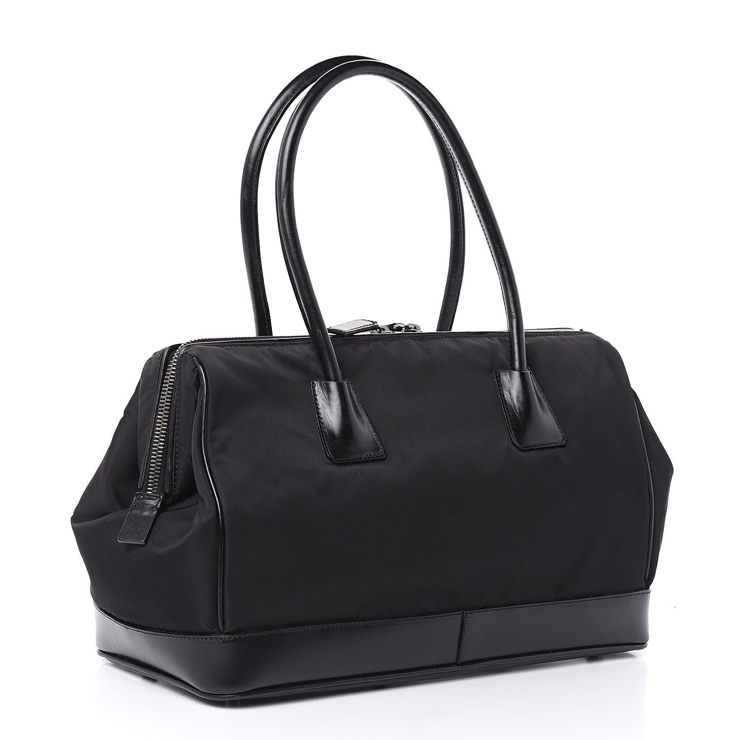 Prada Tessuto Nylon Soft Calf Bowler Black 3 of 13