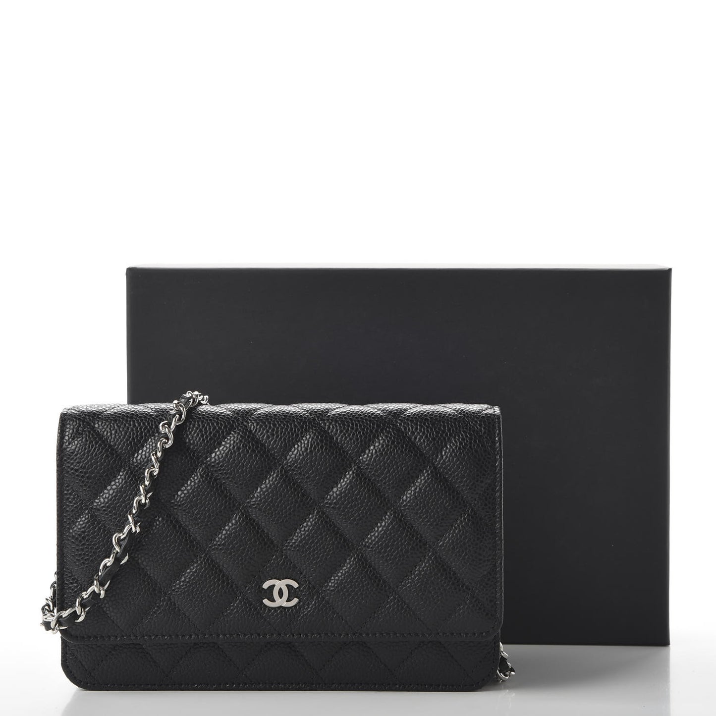Caviar Quilted Wallet On Chain WOC Black