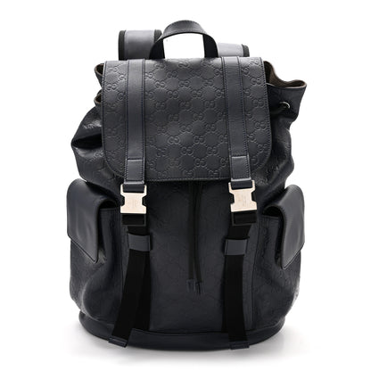 Gucci Guccissima Signature Double Buckle Backpack Navy 1 of 12