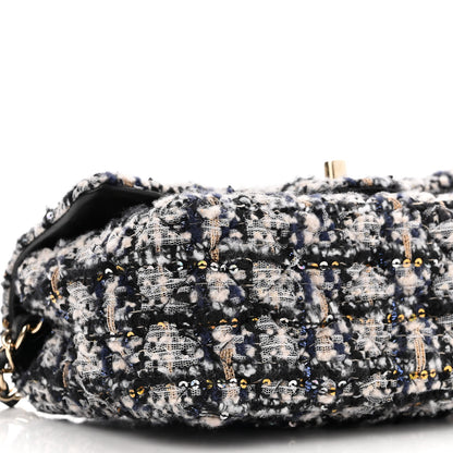 Chanel Glittered Tweed Quilted Mini Rectangular Flap Navy Blue 9 of 10