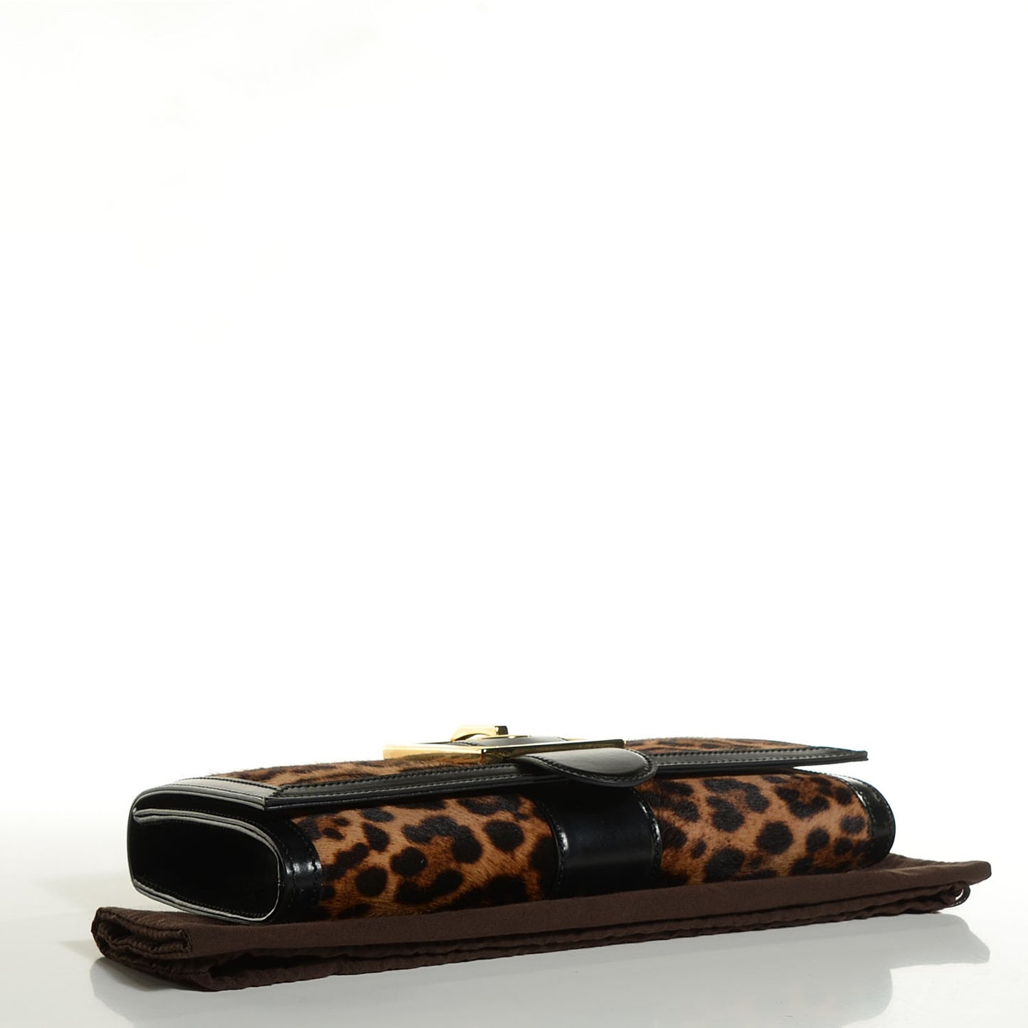 Calf Hair Jaguar Printed Small Lady Buckle Clutch Black