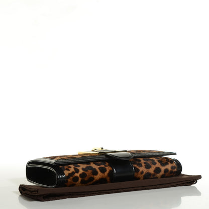 Gucci Calf Hair Jaguar Printed Small Lady Buckle Clutch Black 4 of 9